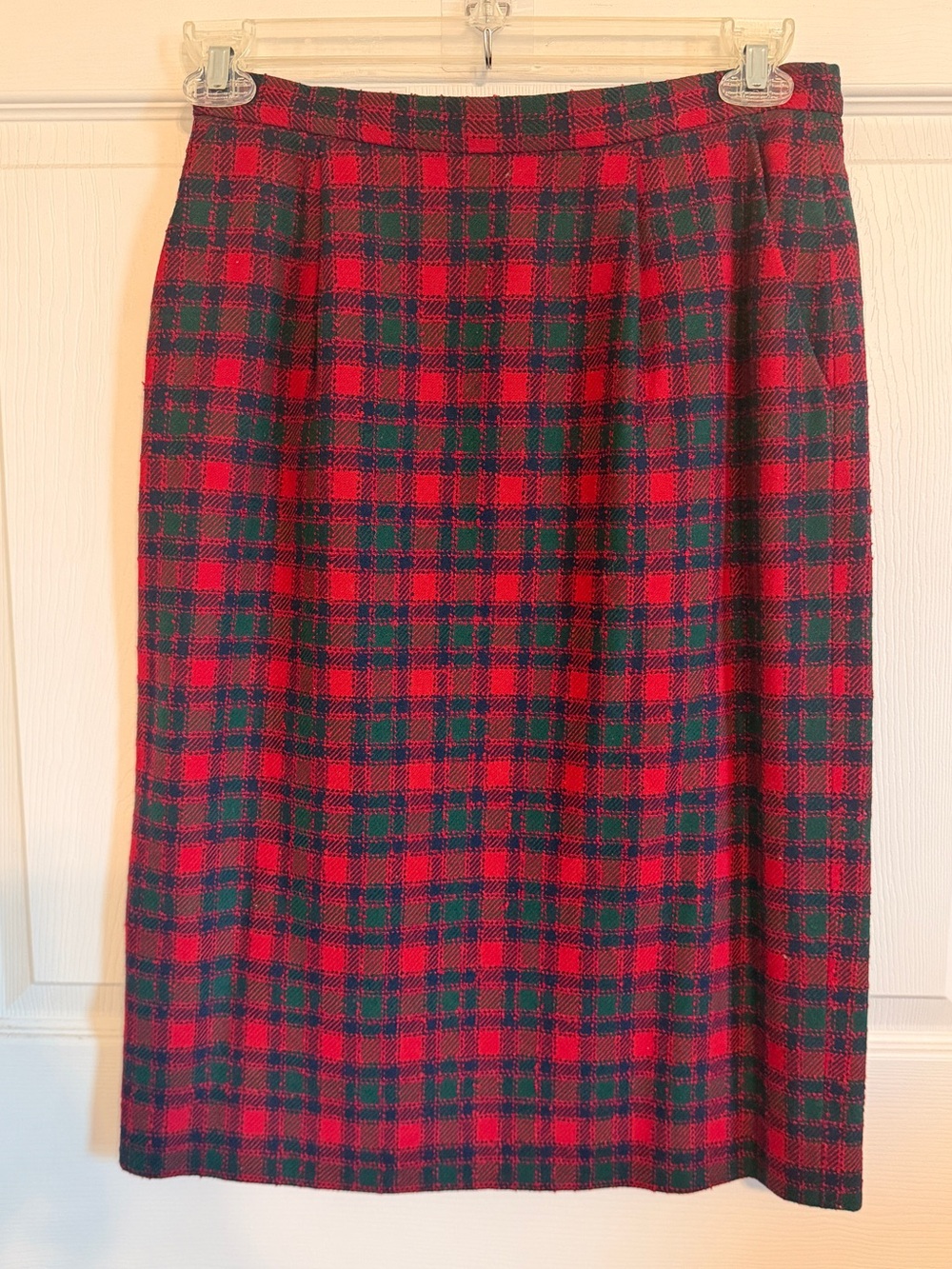 Pendleton Red and Green Plaid Pencil Skirt